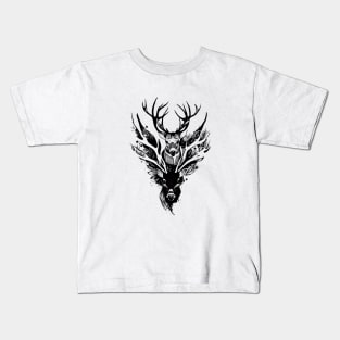 Stag Deer Wild Animal Nature Illustration Art Tattoo Kids T-Shirt